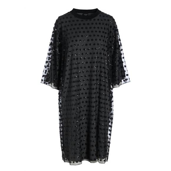 NEW BITTE KAI RAND women's embroidery mesh dress in black on dark shadow